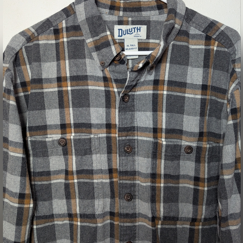 Duluth Trading Free Swinging Flannel Mens XL Tall Plaid Relaxed Fit Cotton 